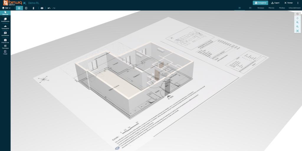 Modélisez une maquette sur bimwiq SKETCH à partir d'un fond de plan